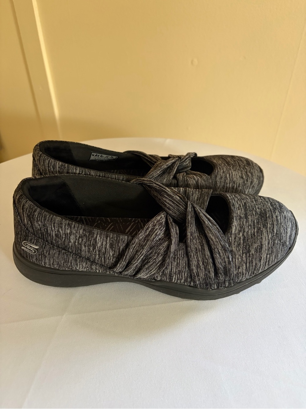 Skechers Women's Heathered Charcoal Knit Mary Jane Slip-Ons